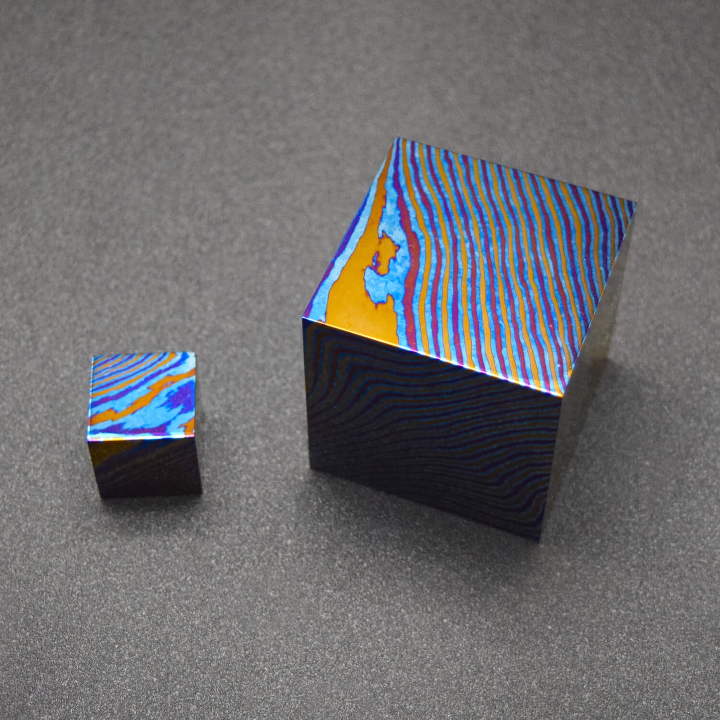 Trance Solid Damascus Titanium Cubes