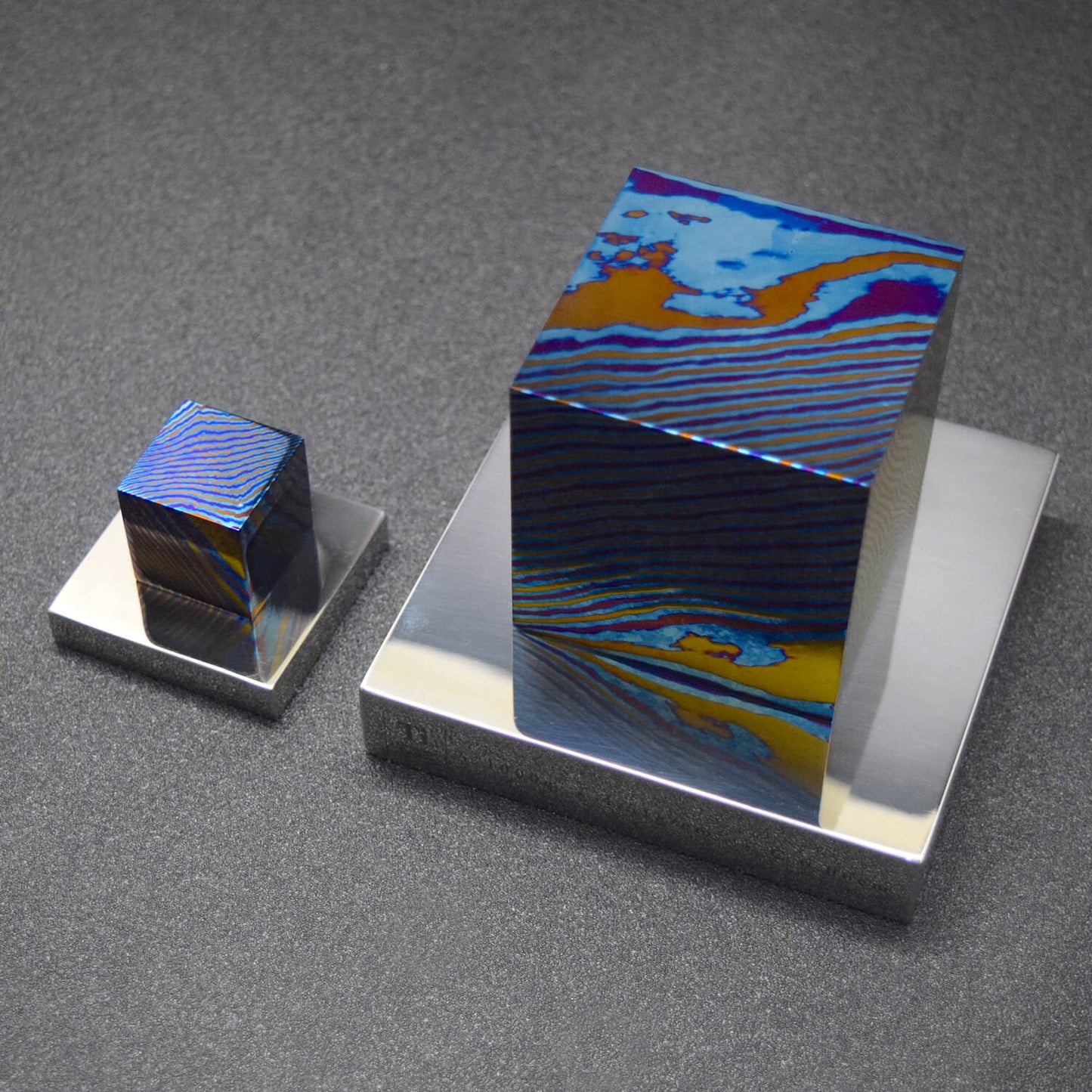Trance Solid Damascus Titanium Cubes