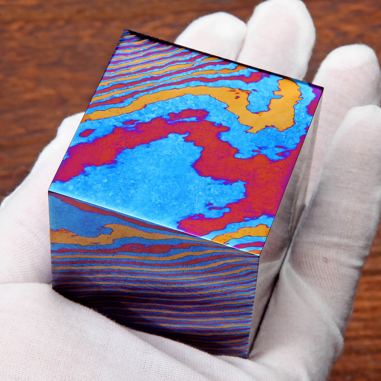 Trance Solid Damascus Titanium Cubes