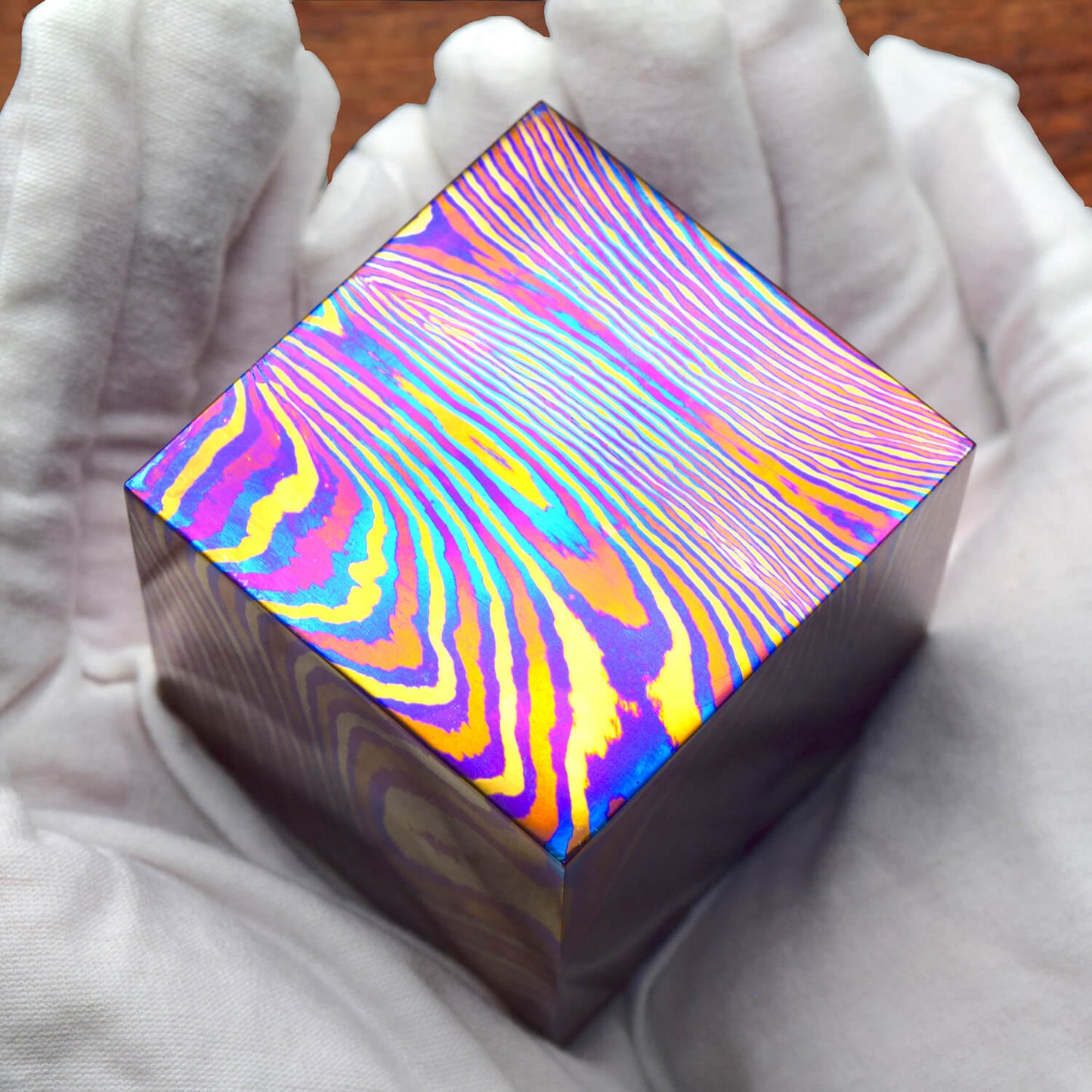 Trance Solid Damascus Titanium Cubes