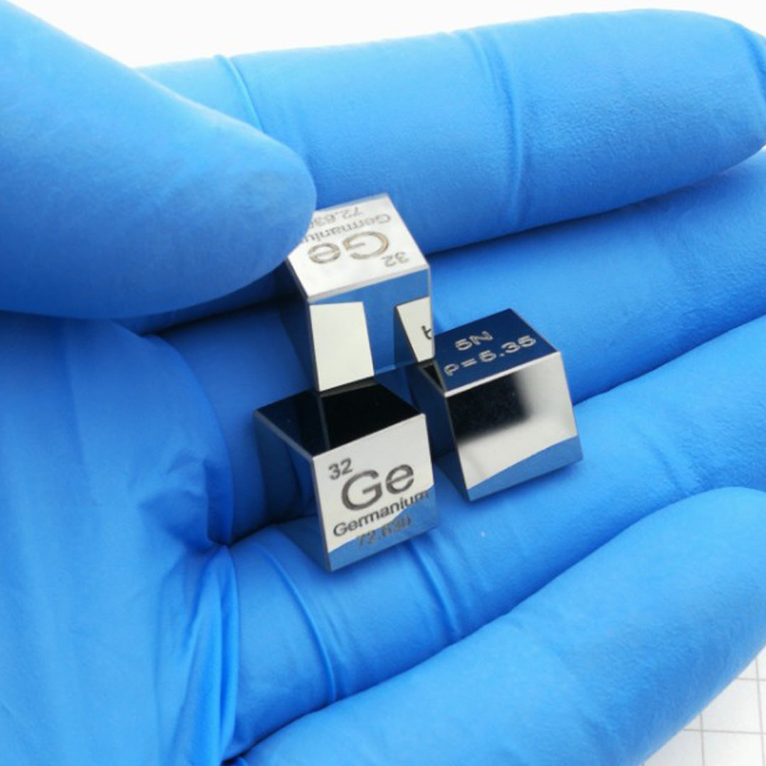 Solid Germanium Polished Density Cube 10mm - 72.7g