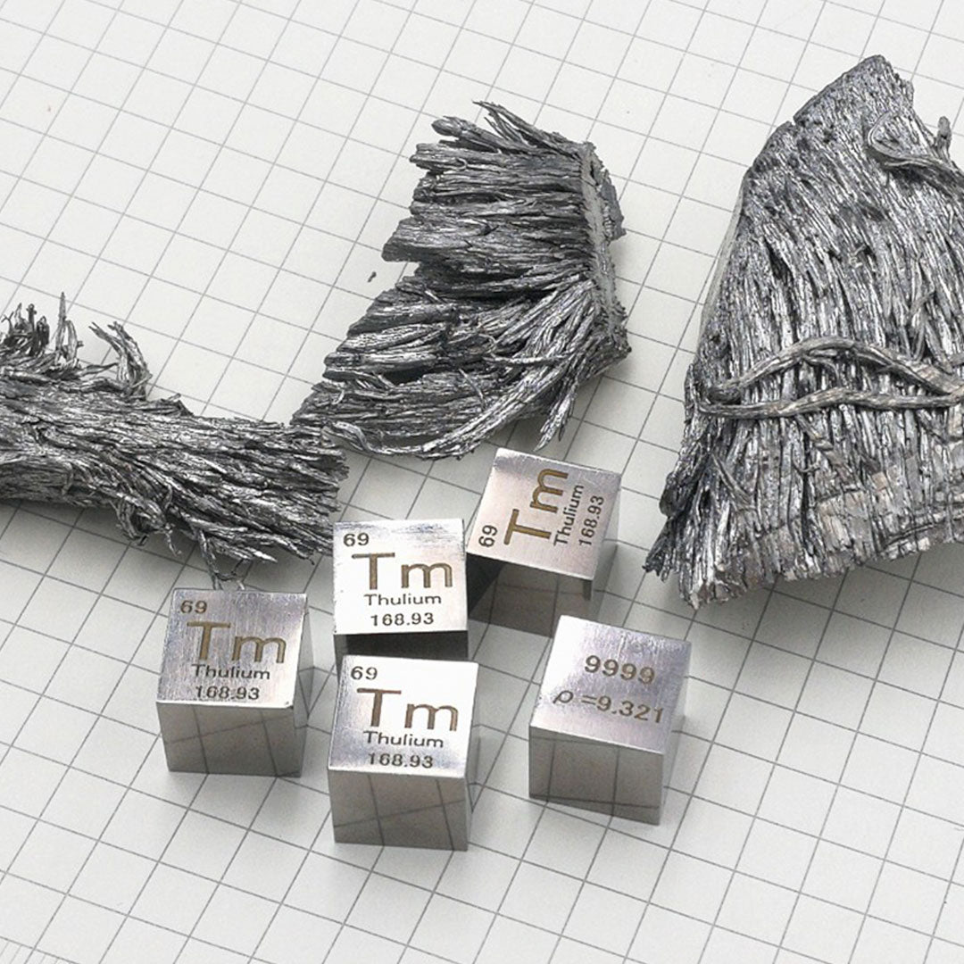 Solid Thulium Polished Density Cube 10mm - 9.3g