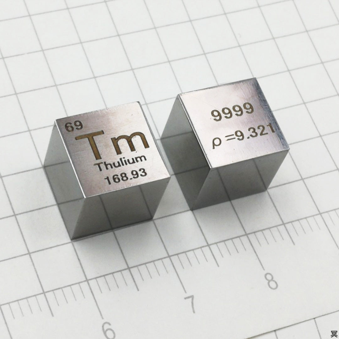 Solid Thulium Polished Density Cube 10mm - 9.3g