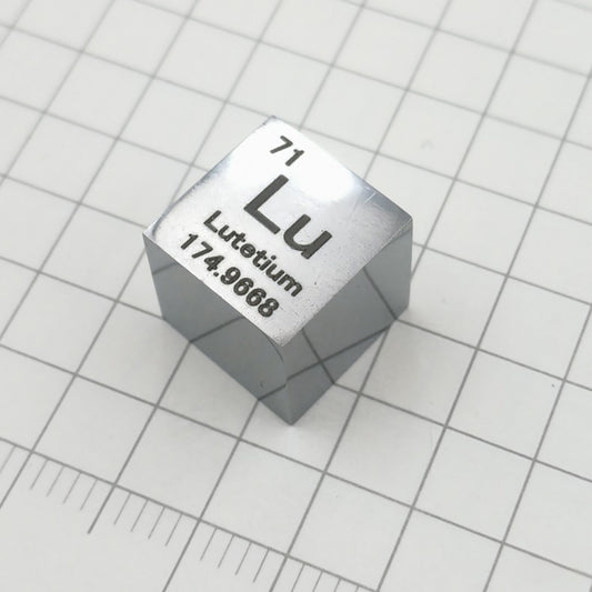 Solid Lutetium Polished Density Cube 10mm - 9.8g