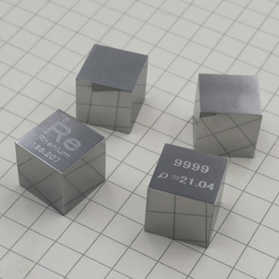 Solid Rhenium Polished Density Cube 10mm - 20.5g