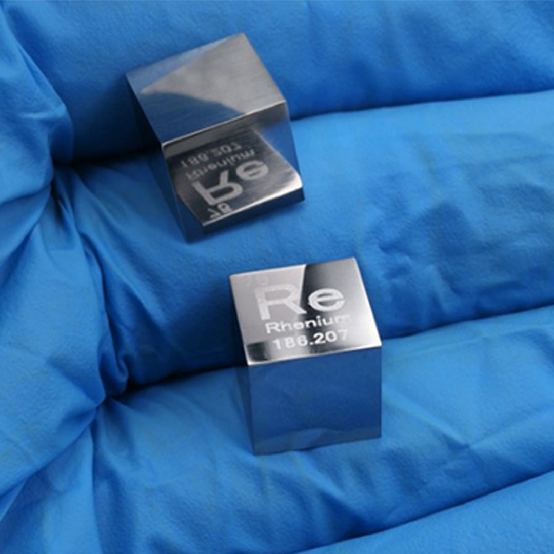 Solid Rhenium Polished Density Cube 10mm - 20.5g