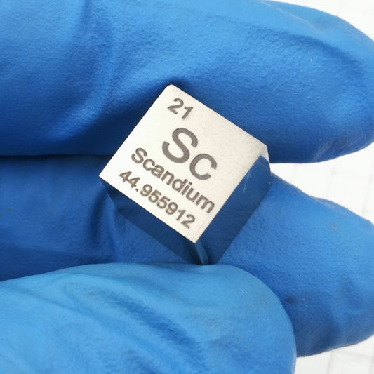 Solid Scandium Polished Density Cube 10mm - 2.98g