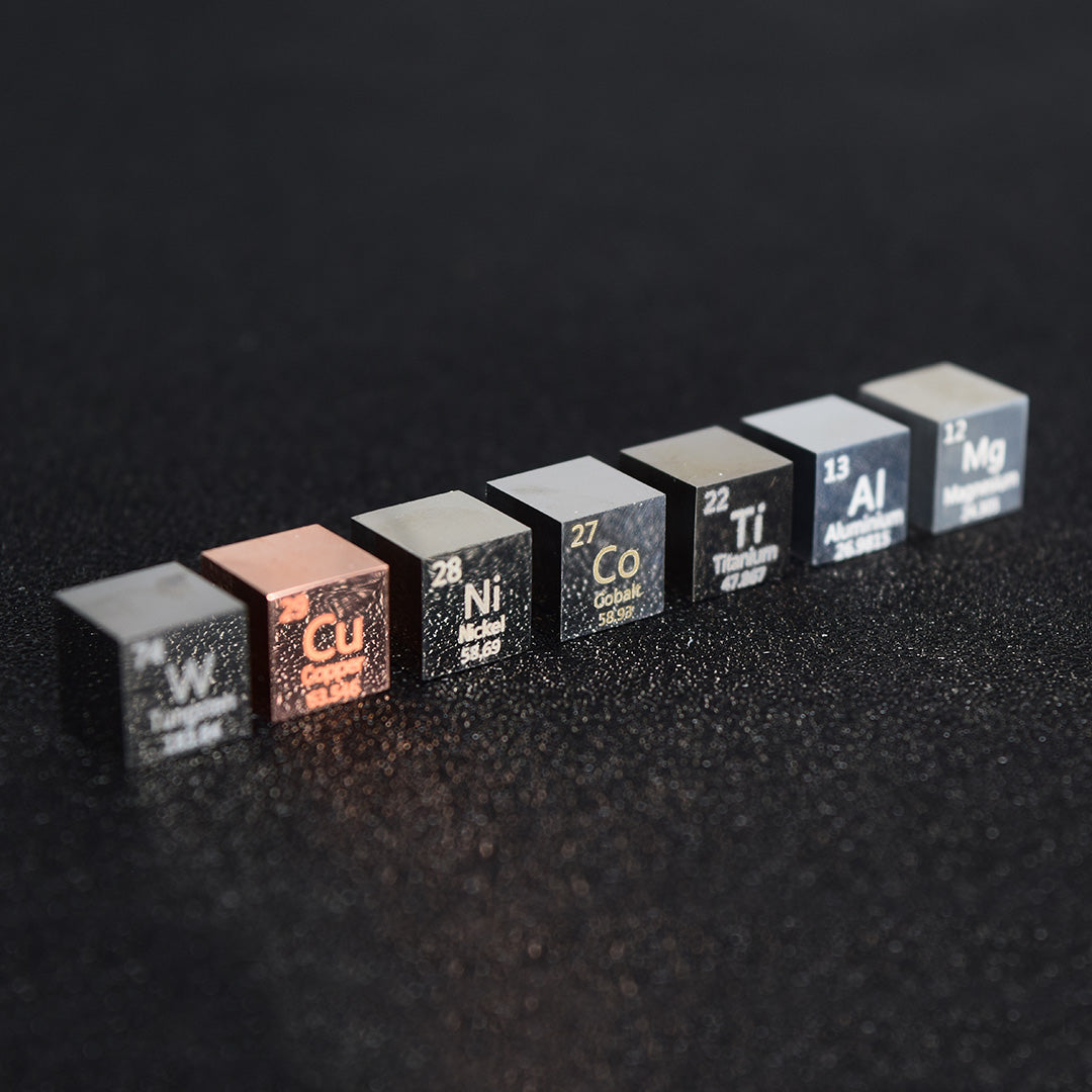 Polar Aerospace Cubes Collection: Tungsten, Copper, Nickel, Cobalt, Titanium, Aluminum, Magnesium