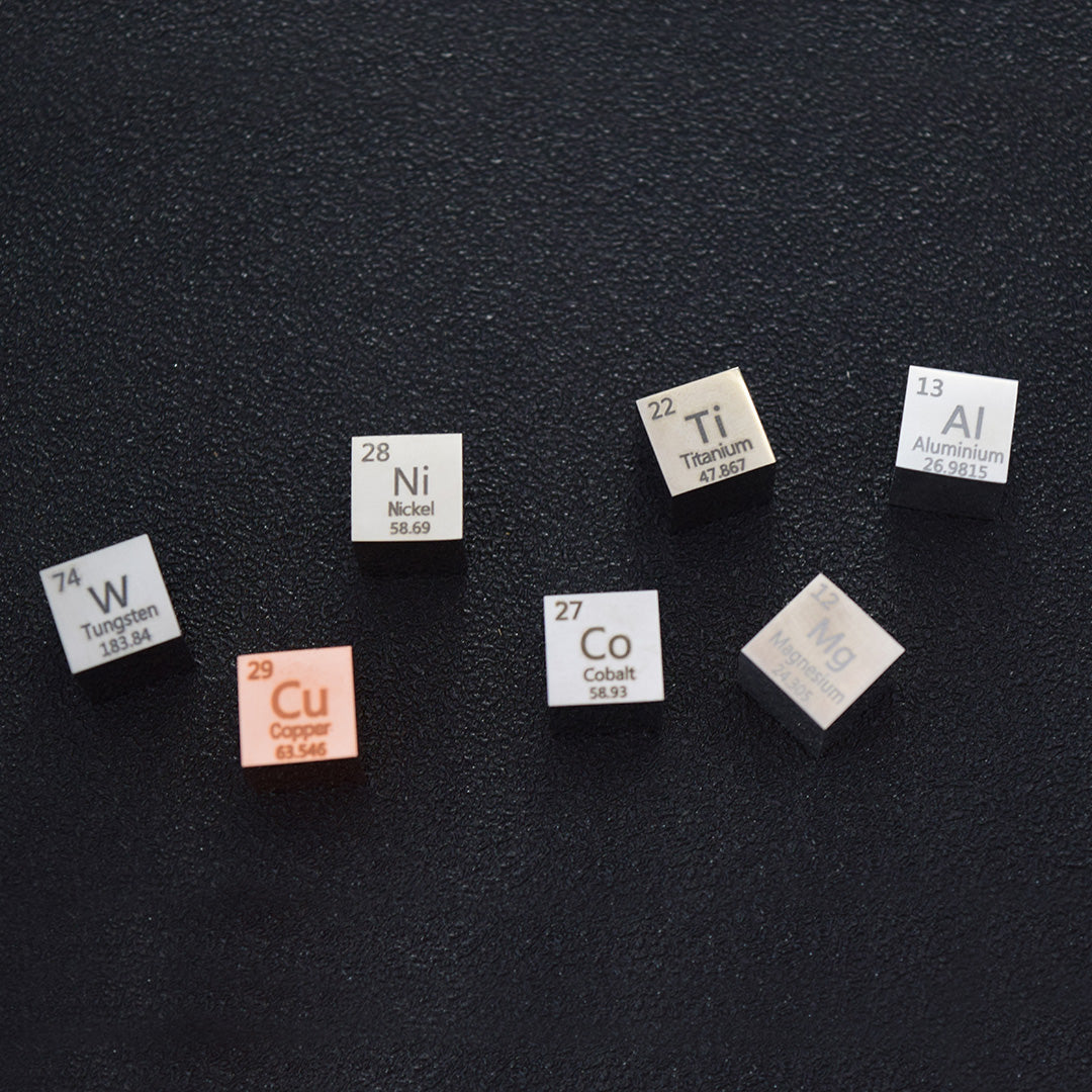 Polar Aerospace Cubes Collection: Tungsten, Copper, Nickel, Cobalt, Titanium, Aluminum, Magnesium