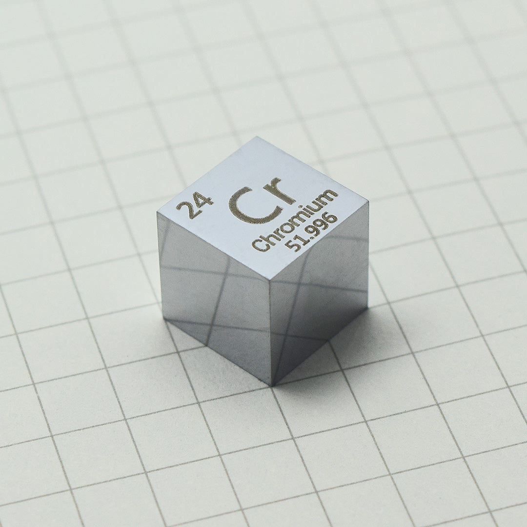 Solid Chromium Polished Density Cube 10mm - 7.2g
