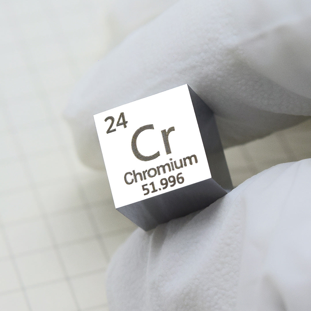 Solid Chromium Polished Density Cube 10mm - 7.2g