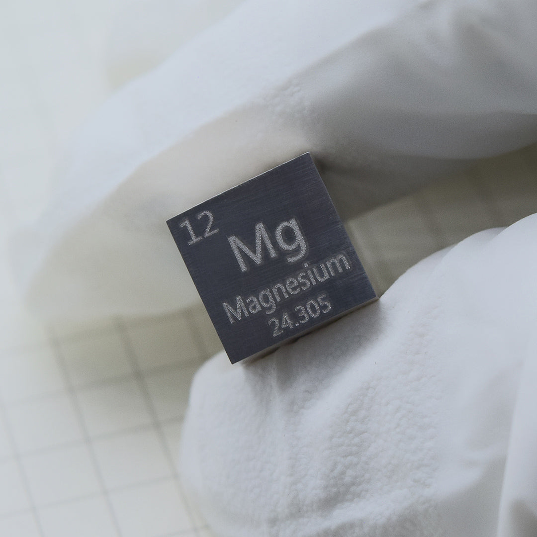 Solid Magnesium Polished Density Cube 10mm - 1.74g