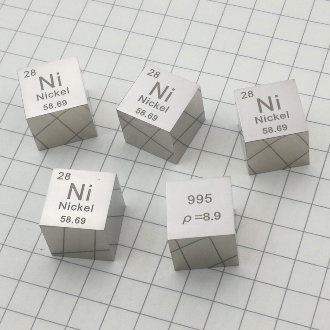Solid Nickel Polished Density Cube 10mm - 8.9g