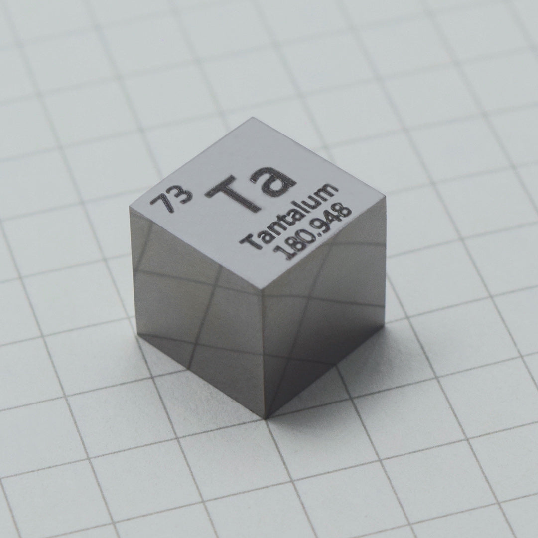 Solid Tantalum Polished Density Cube 10mm - 16.65g
