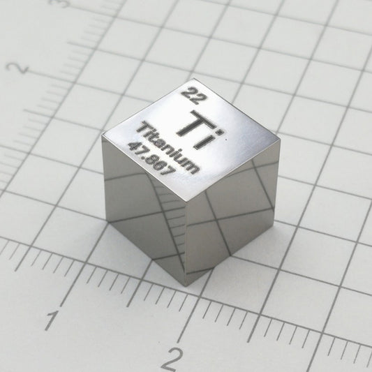 Solid Titanium Polished Density Cube 10mm - 4.5g