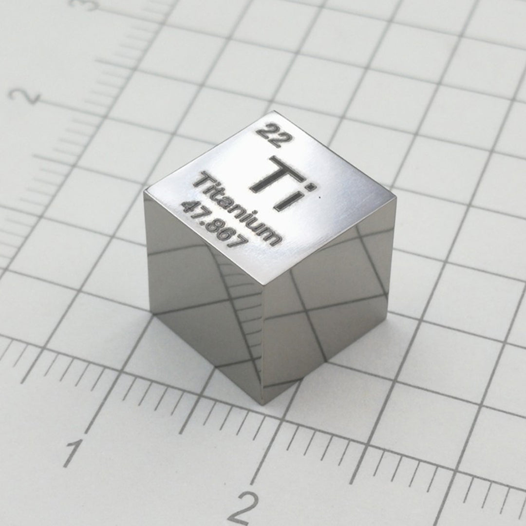 Solid Titanium Polished Density Cube 10mm - 4.5g