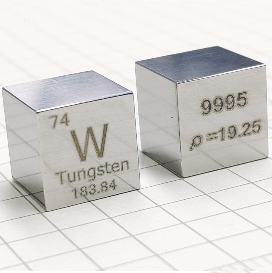 Solid Tungsten Polished Density Cube 10mm - 19.16g