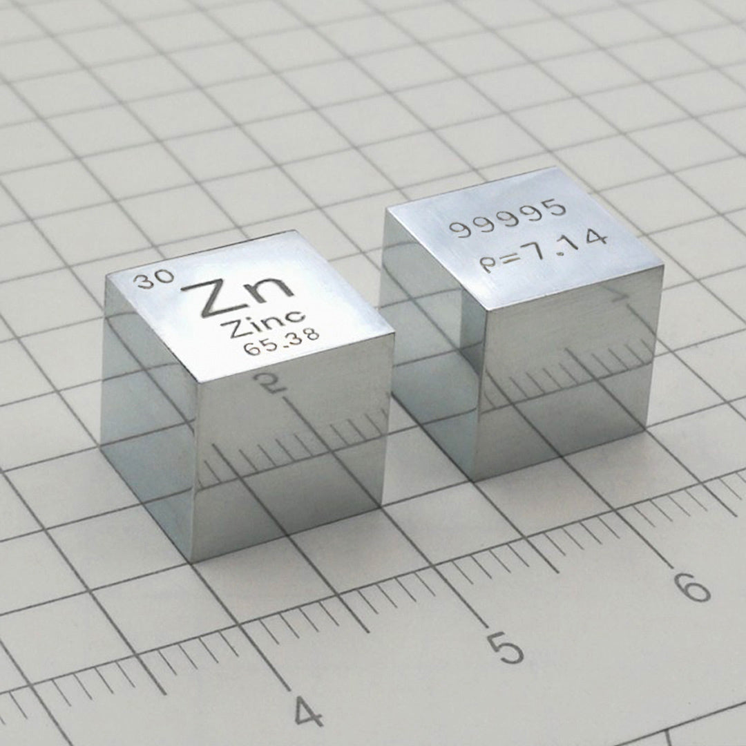 Solid Zinc Polished Density Cube 10mm
