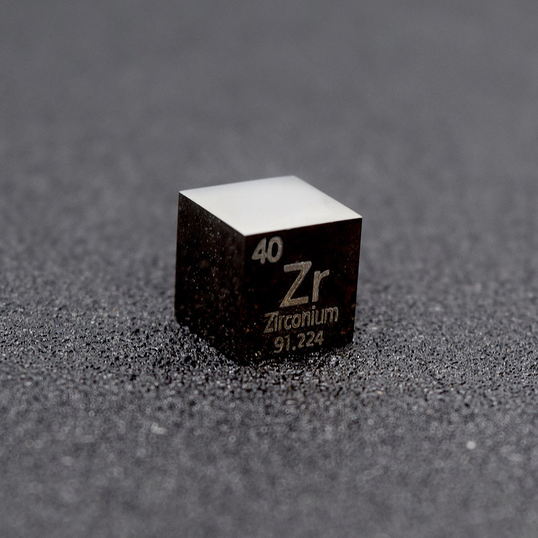 Solid Zirconium Polished Density Cube 10mm - 6.52g