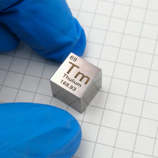 Solid Thulium Polished Density Cube 10mm - 9.3g
