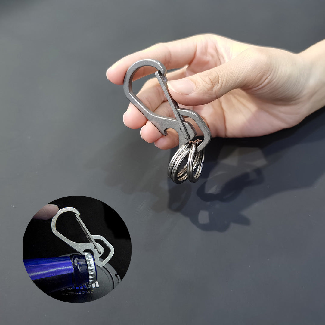 Carabiner + Bottle Opener - Solid Titanium