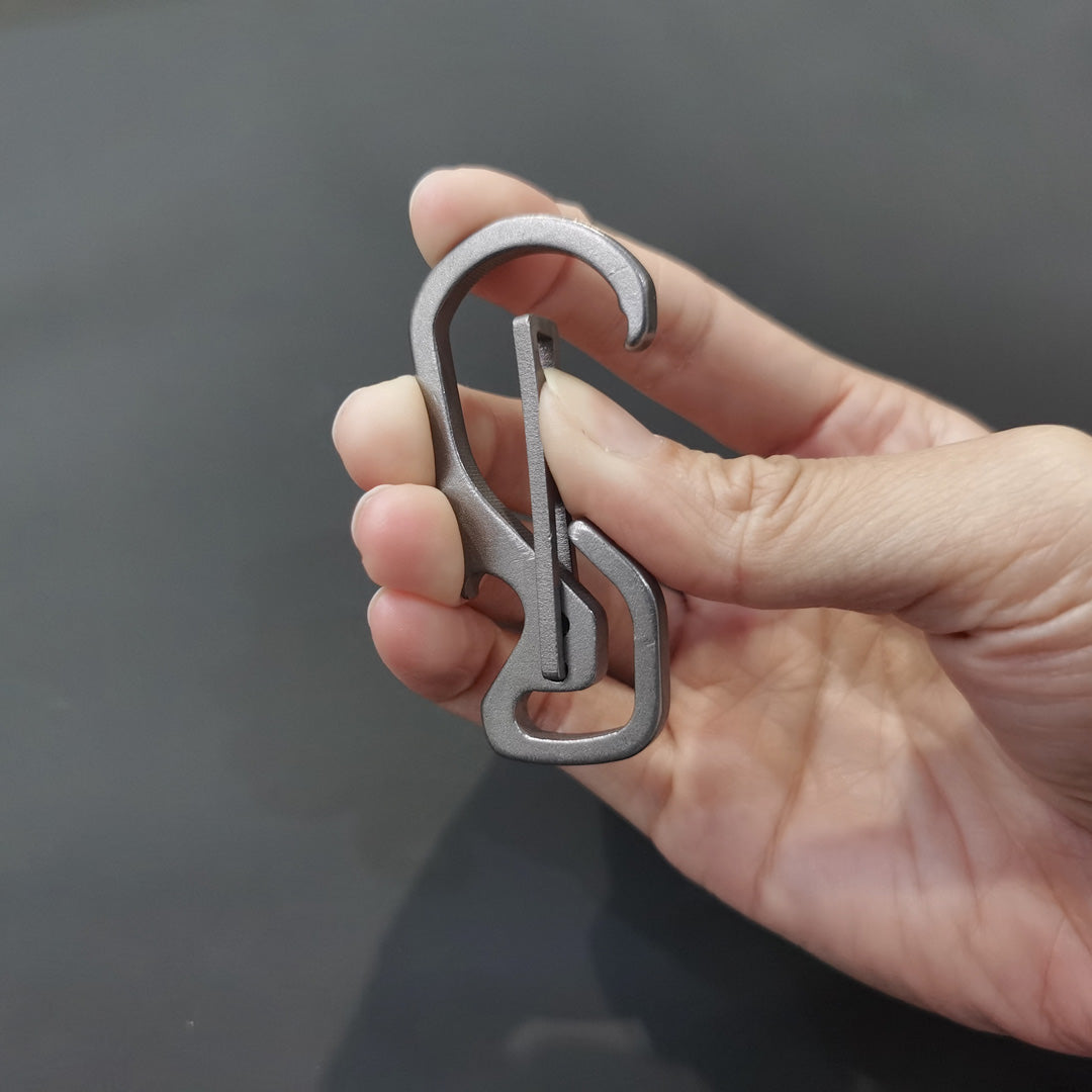 Carabiner + Bottle Opener - Solid Titanium