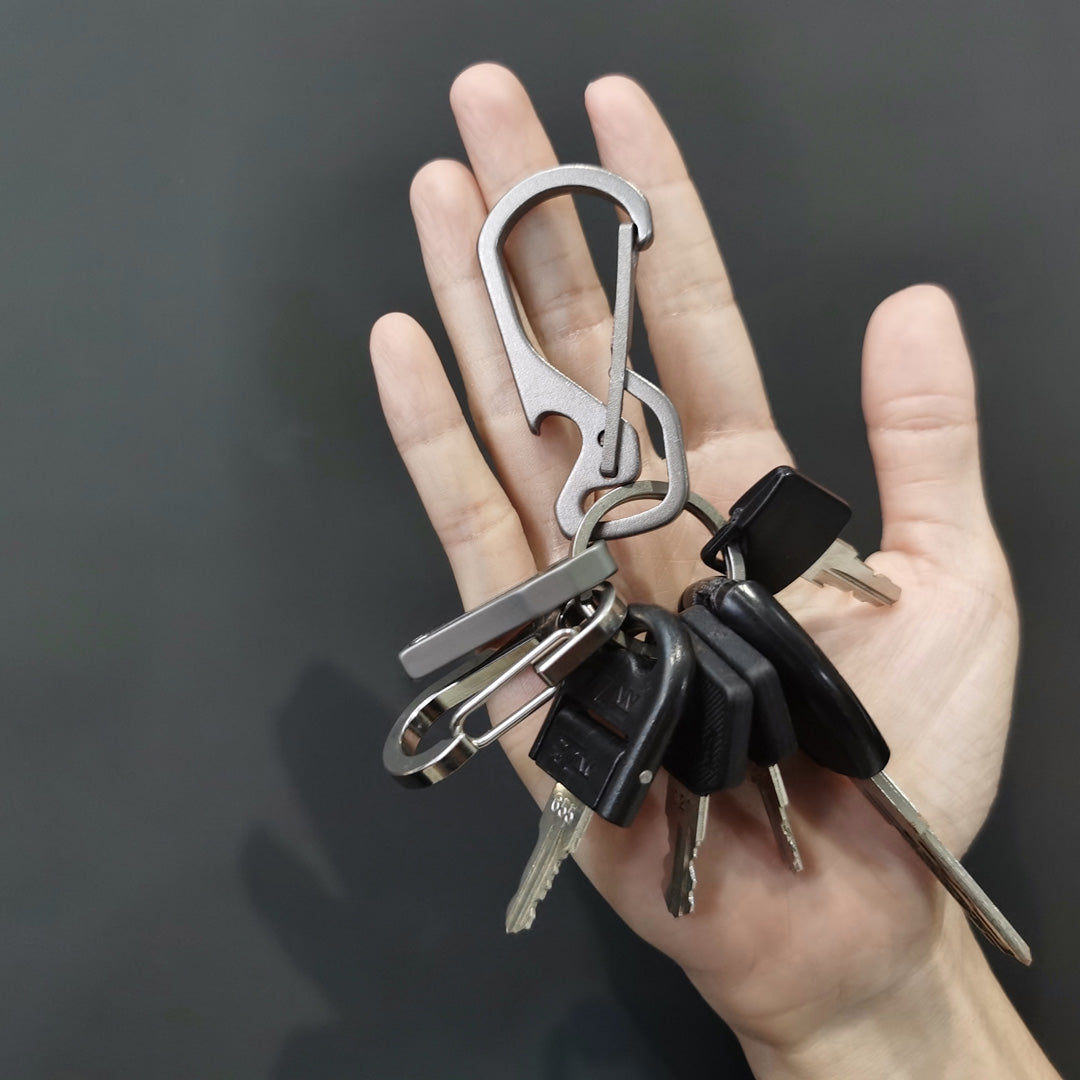 Carabiner + Bottle Opener - Solid Titanium