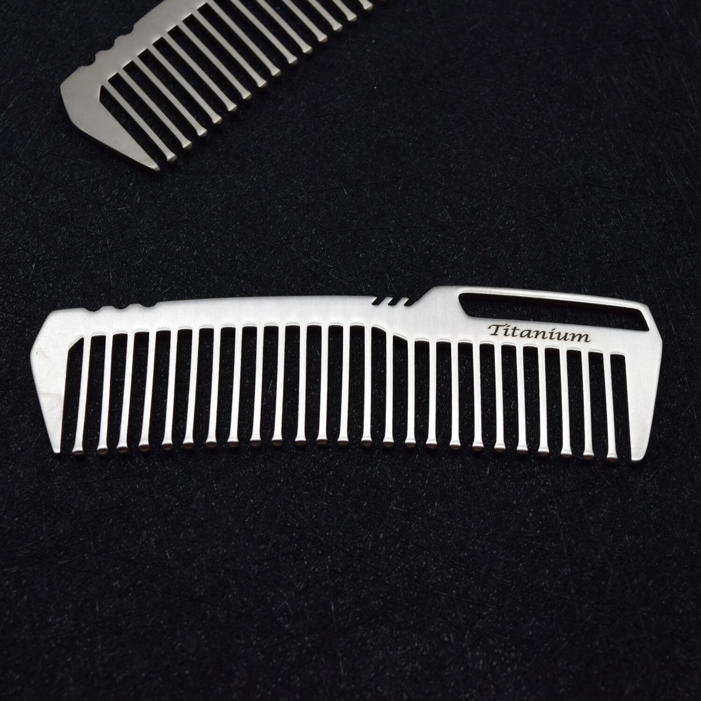Polished Titanium Comb + FREE Steel Wallet Mirror