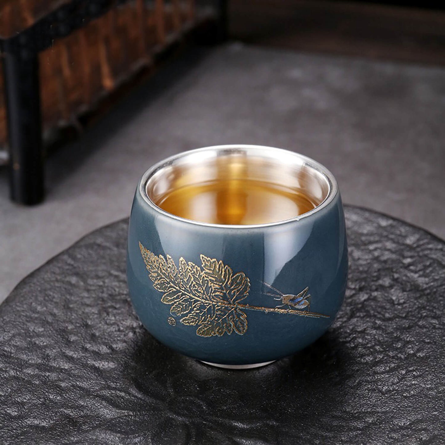 Snow & Ice: Silver-Lined Porcelain Teacup Set (set of 2)