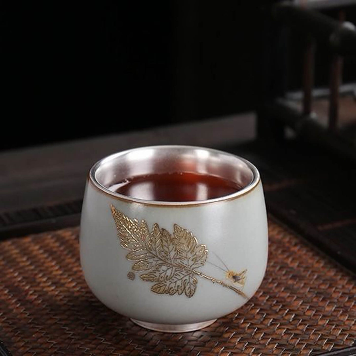 Snow & Ice: Silver-Lined Porcelain Teacup Set (set of 2)