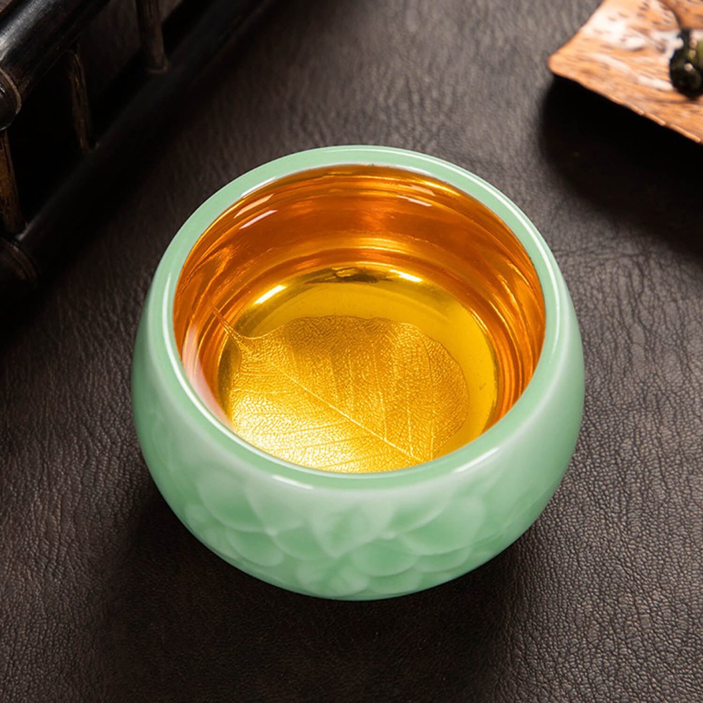 Longquan Celadon: 24k Gold-lined Teacup