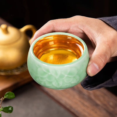 Longquan Celadon: 24k Gold-lined Teacup