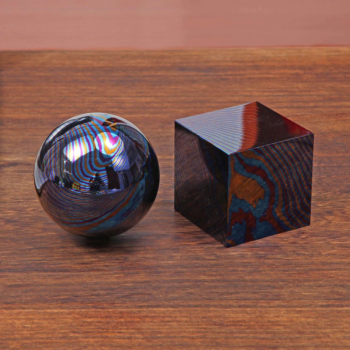 Trance Solid Damascus Titanium Spheres