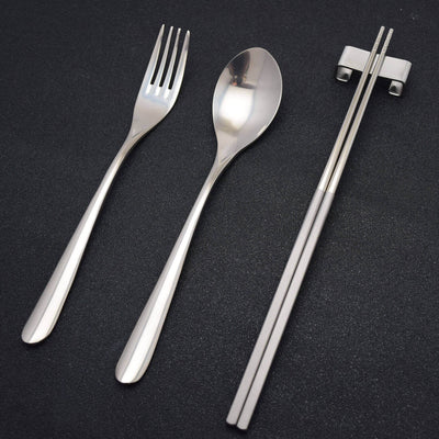 Titanium Cutlery Set: Spoon, Fork, Chopsticks: Matte