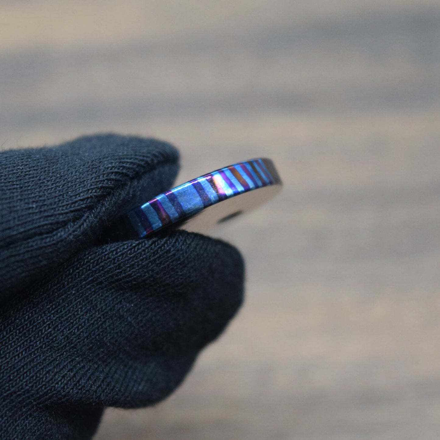 Damascus Titanium Keychain