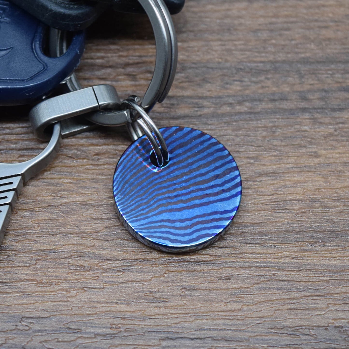 Damascus Titanium Keychain