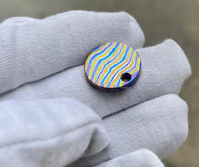 Damascus Titanium Keychain