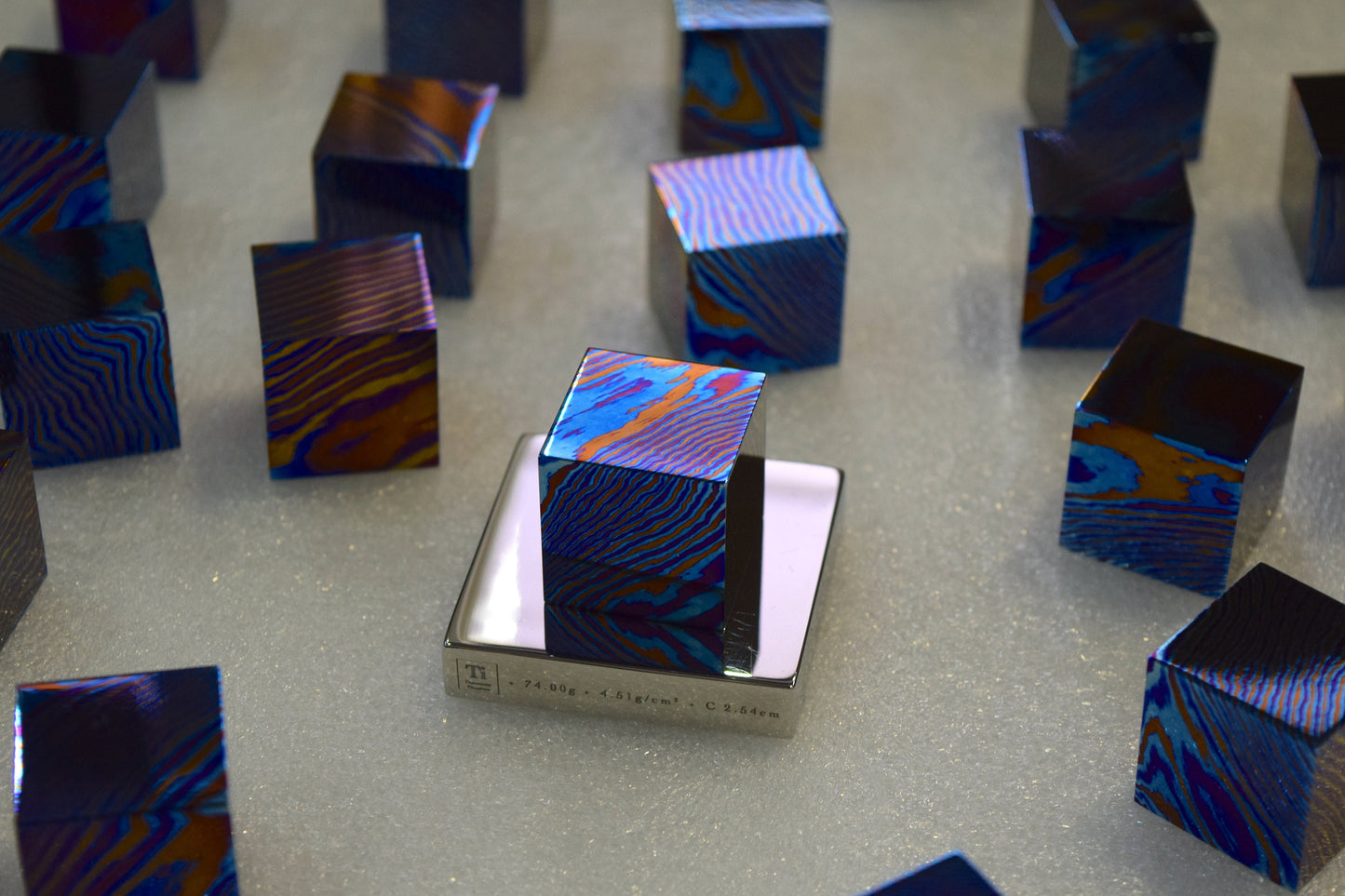Trance Solid Damascus Titanium Cubes