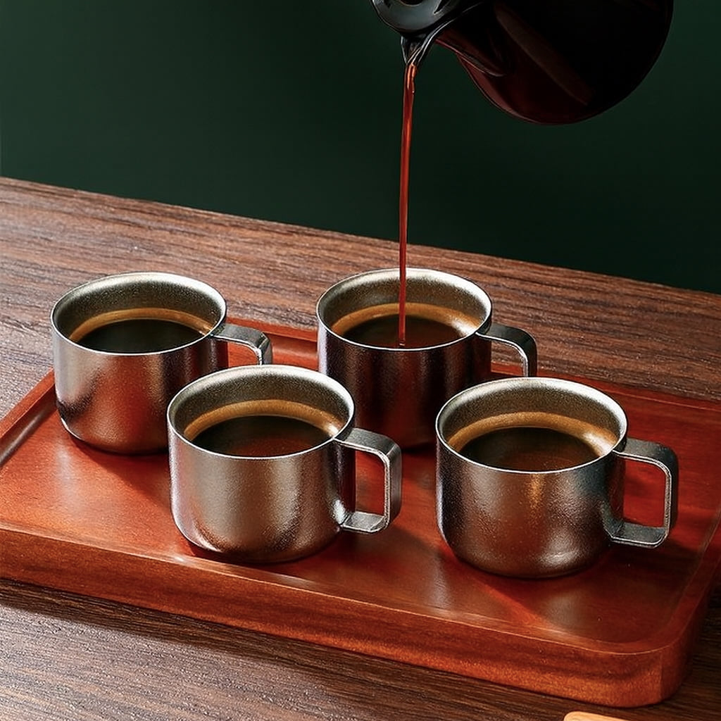 Frost Forge™ Titanium Espresso Set – 100ml Cup + Spoon + Coaster