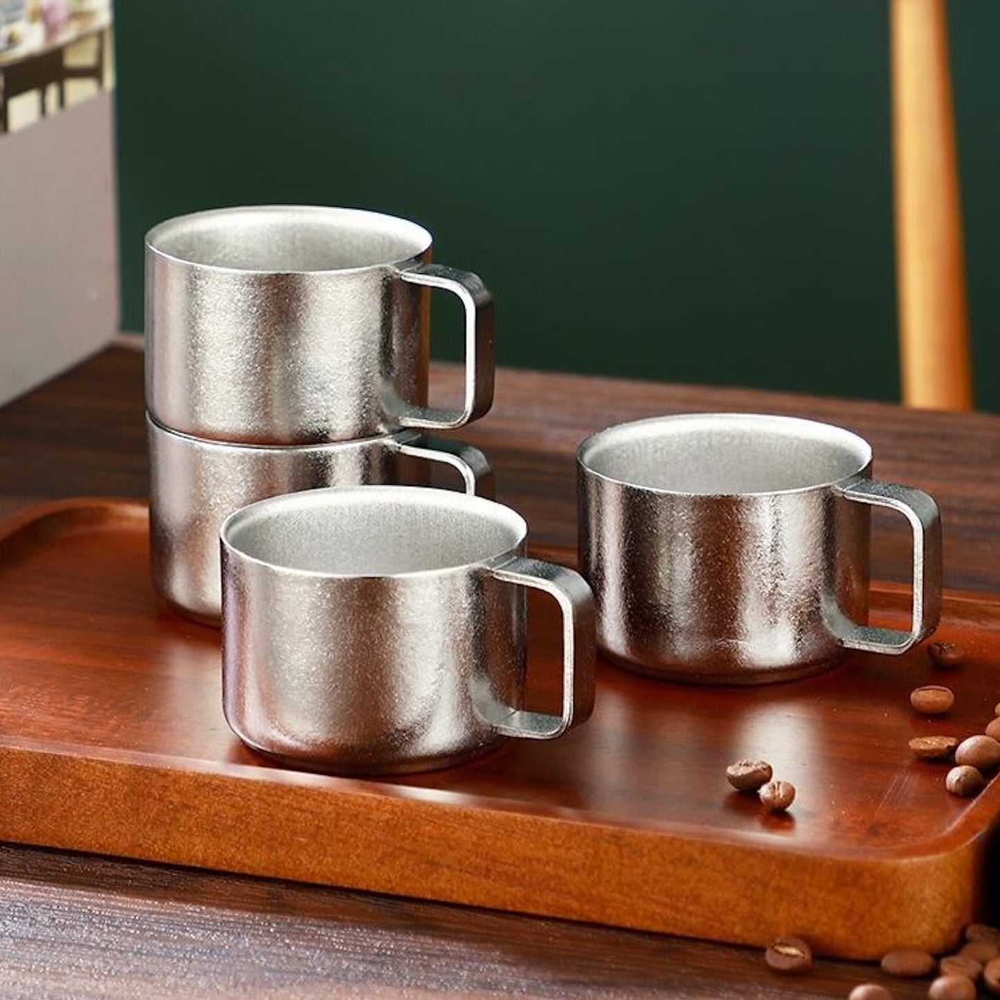 Frost Forge™ Titanium Espresso Set – 100ml Cup + Spoon + Coaster