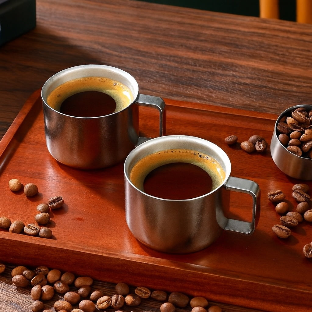 Frost Forge™ Titanium Espresso Set – 100ml Cup + Spoon + Coaster