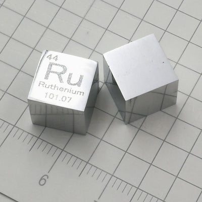 Solid Ruthenium Polished Density Cube 10mm - 12.4g