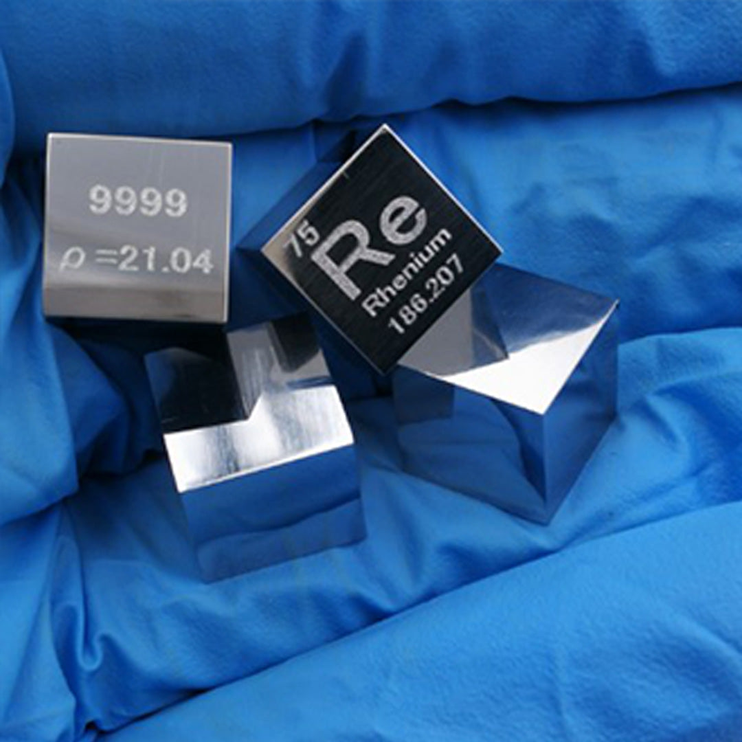 Solid Rhenium Polished Density Cube 10mm - 20.5g