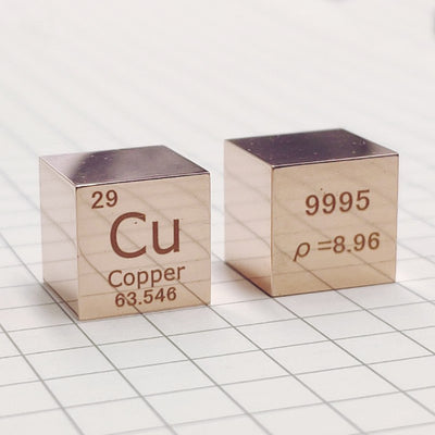 Solid Copper Polished Density Cube 10mm - 8.9g