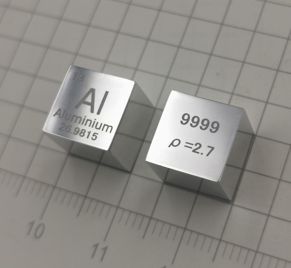 Solid Aluminum Polished Density Cube 10mm - 2.7g