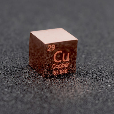 Solid Copper Polished Density Cube 10mm - 8.9g
