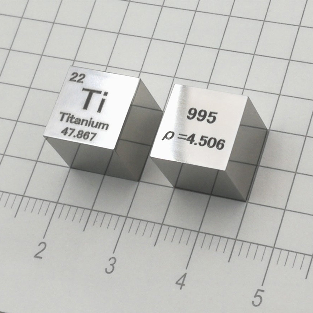 Solid Titanium Polished Density Cube 10mm - 4.5g