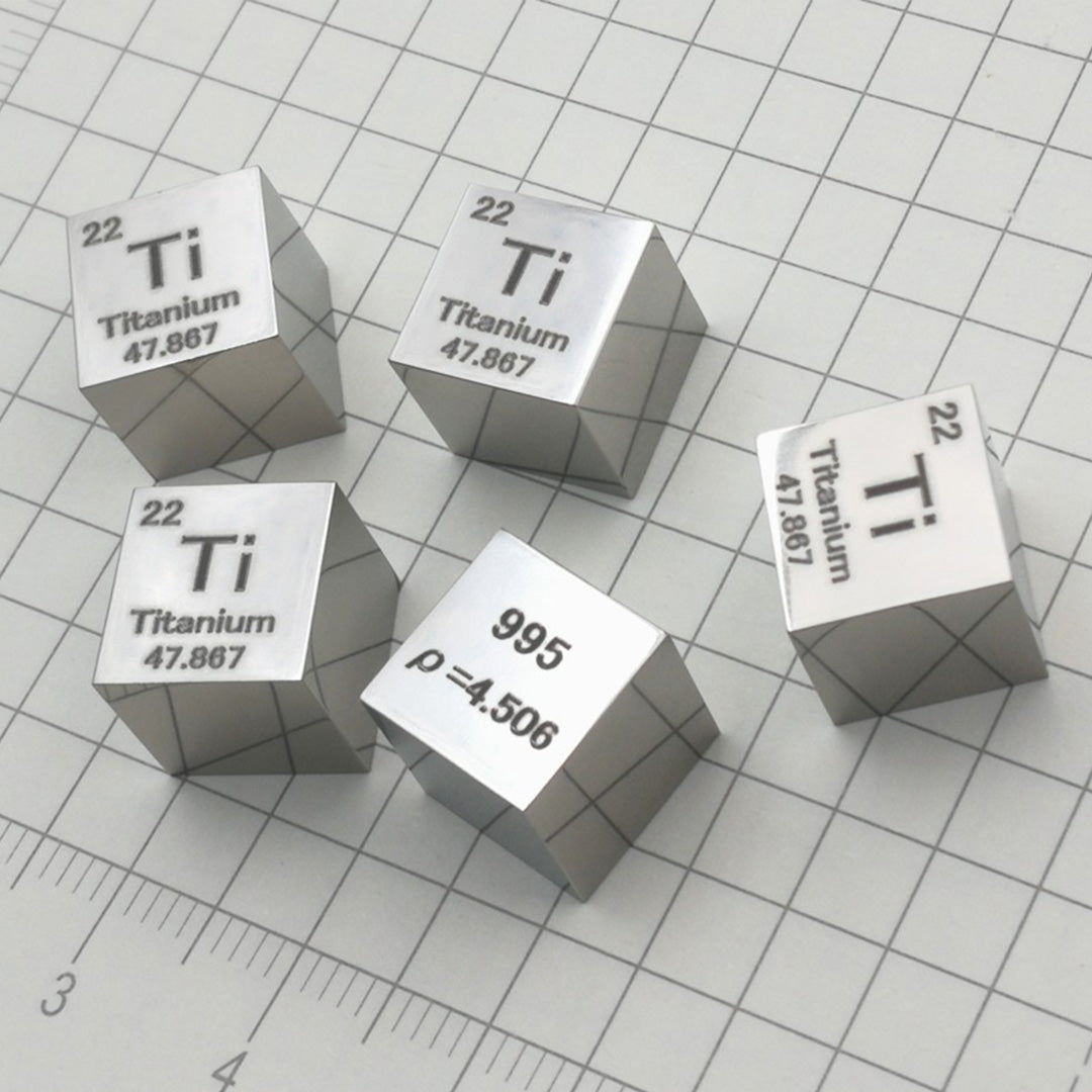 Solid Titanium Polished Density Cube 10mm - 4.5g