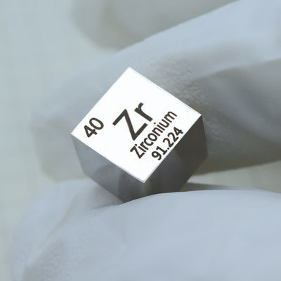 Solid Zirconium Polished Density Cube 10mm - 6.52g