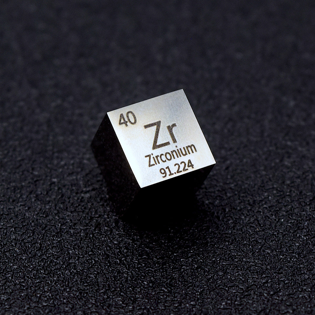 Solid Zirconium Polished Density Cube 10mm - 6.52g